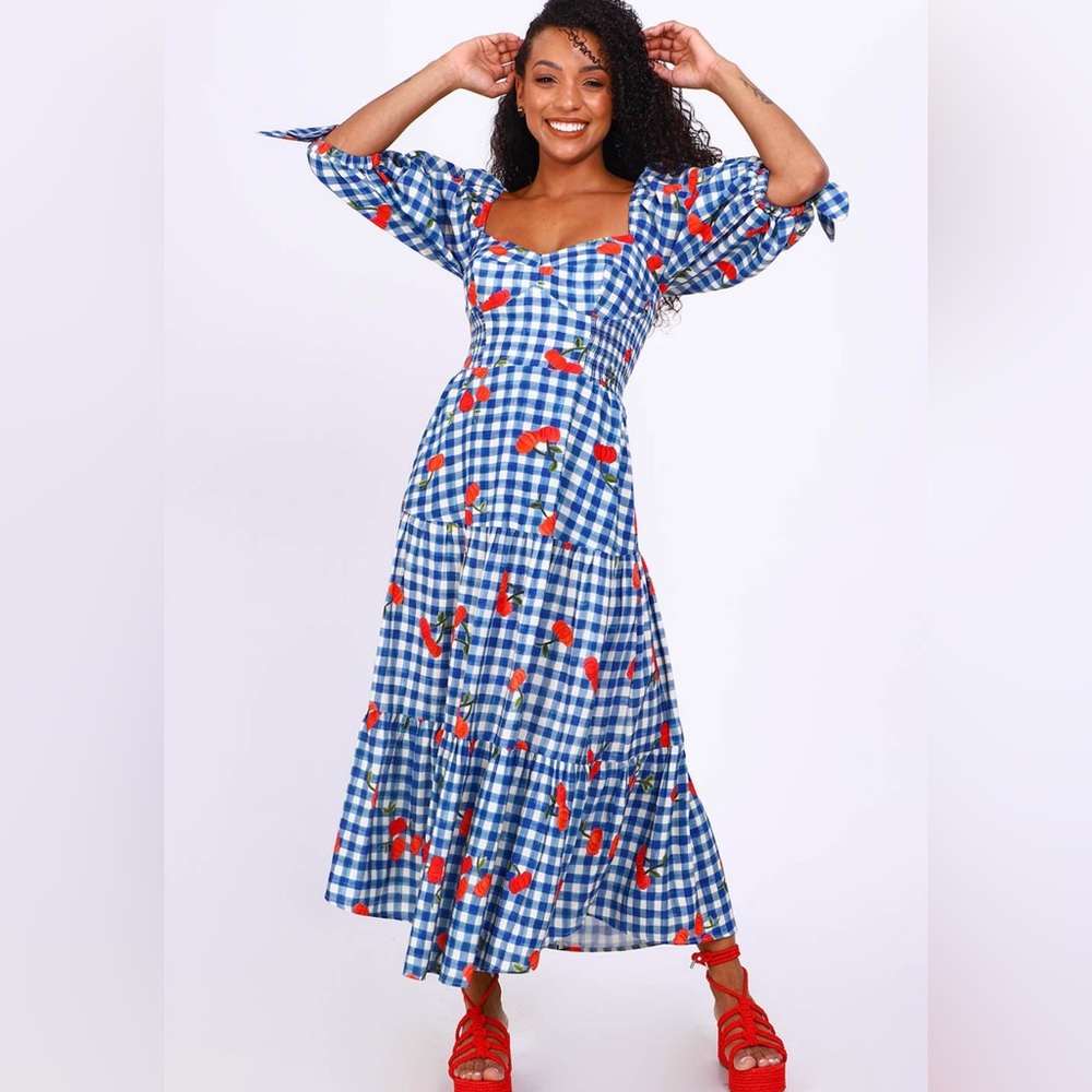 Farm Rio Plaid Cottagecore Dress